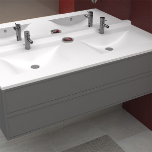 Plan double vasque en résine de synthèse RÉSIPLAN - 175 cm
