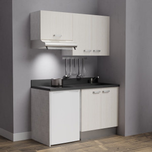 Kitchenette K12 - 140 cm avec emplacement hotte et réfrigérateur