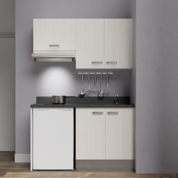 Kitchenette K12 - 140 cm avec emplacement hotte et réfrigérateur
