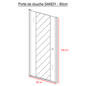 Porte de douche sablé pivotante SANDY sans cadre 90 cm - 6mm