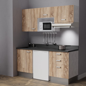 Kitchenette K20 - 180 cm avec emplacement frigo Top, micro ondes et hotte