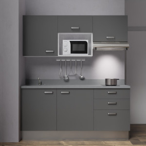Kitchenette K21 - 180 cm avec emplacement micro ondes et hotte