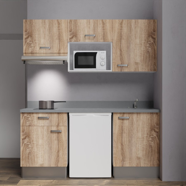 Kitchenette K22 - 180 cm avec emplacement frigo Top, micro ondes et hotte