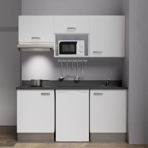 Kitchenette K29 - 180 cm avec emplacement frigo Top, hotte et micro ondes