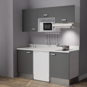 Kitchenette K29 - 180 cm avec emplacement frigo Top, hotte et micro ondes