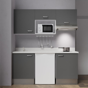 Kitchenette K29 - 180 cm avec emplacement frigo Top, hotte et micro ondes