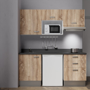 Kitchenette K20 - 180 cm avec emplacement frigo Top, micro ondes et hotte