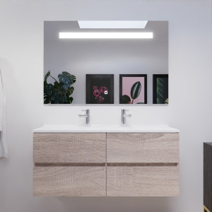 Meuble ROSALY 120 cm avec plan vasque et miroir - Cambrian oak