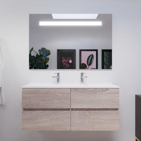 Meuble ROSALY 120 cm avec plan vasque et miroir - Cambrian oak