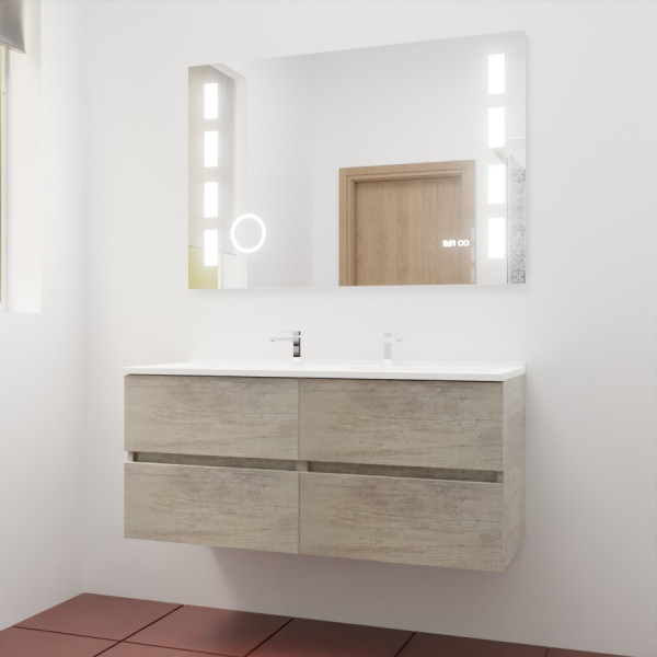Meuble double vasque ROSINOX 120 cm avec miroir LED EXCELLENCE - Chênet