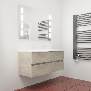 Meuble double vasque ROSINOX 120 cm avec miroir LED EXCELLENCE - Chênet