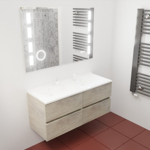 Meuble double vasque ROSINOX 120 cm avec miroir LED EXCELLENCE - Chênet