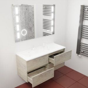 Meuble double vasque ROSINOX 120 cm avec miroir LED EXCELLENCE - Chênet