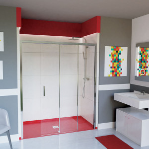 Porte de douche d'angle avec paroi coulissante NERINA PMR - 120m