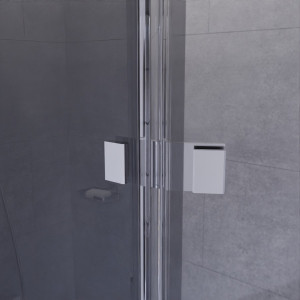Paroi de douche SILVER - 10 mm verre fumé effet miroir - 100+40 x200cm avec retour pivotant 