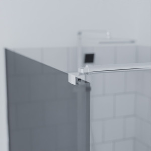 Paroi de douche SILVER - verre fumé effet miroir 10 mm - 100x200 cm