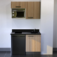 Kitchenettes complètes, équipées en 120 cm, 140 cm ou  180 cm linéaire