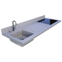 Plan de travail avec évier en quartz et résine pour la cuisine