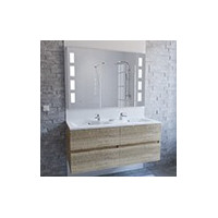 Meuble de salle de bain avec miroir et plan vasque résine ou céramique