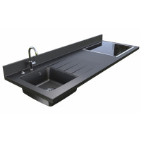 Plan de travail avec évier monobloc en quartz 180 cm de haute qualité.