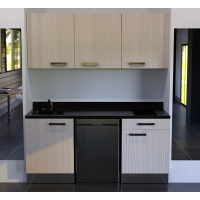 Kitchenette 180 cm avec PlaniQuartz et différentes couleurs de façades
